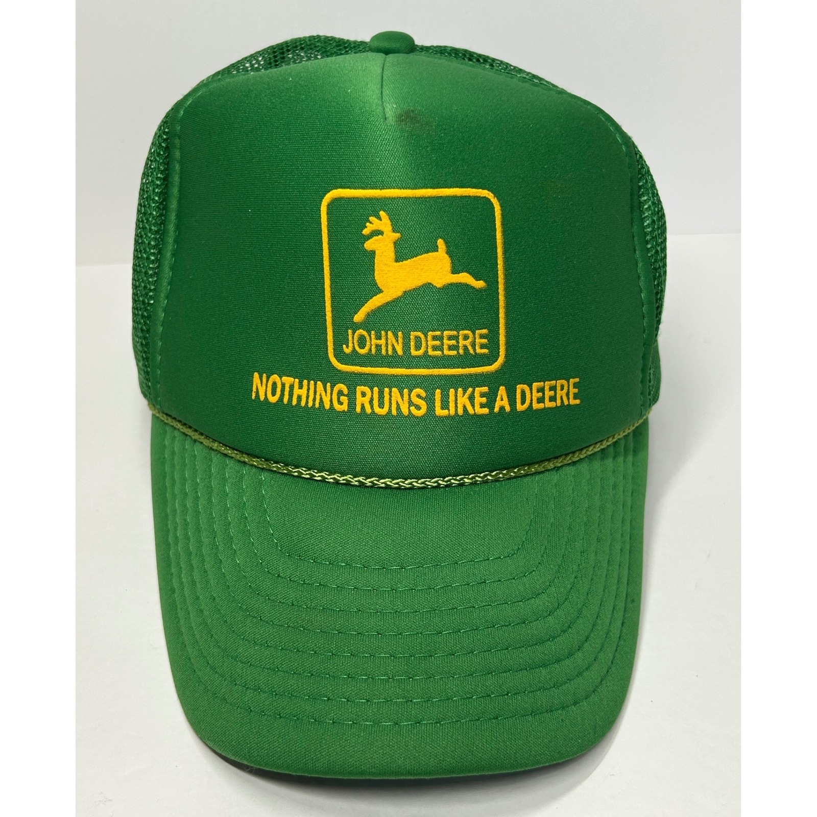 Vintage John Deere Nothing Runs Like A Deere Green Trucker Hat Men's Adjustable